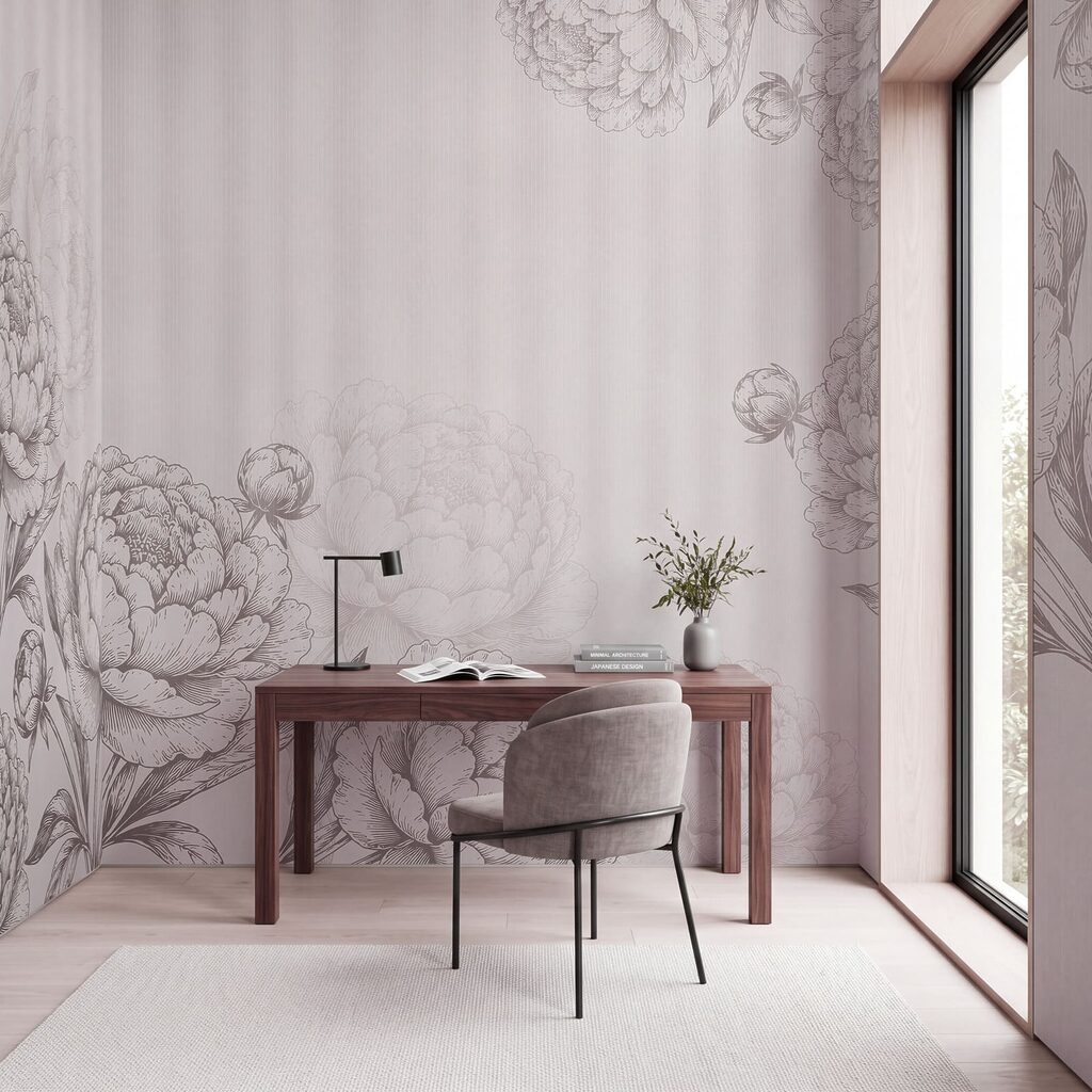 Papel de parede Flores delicadas em tons suaves (REF: t01097v2)