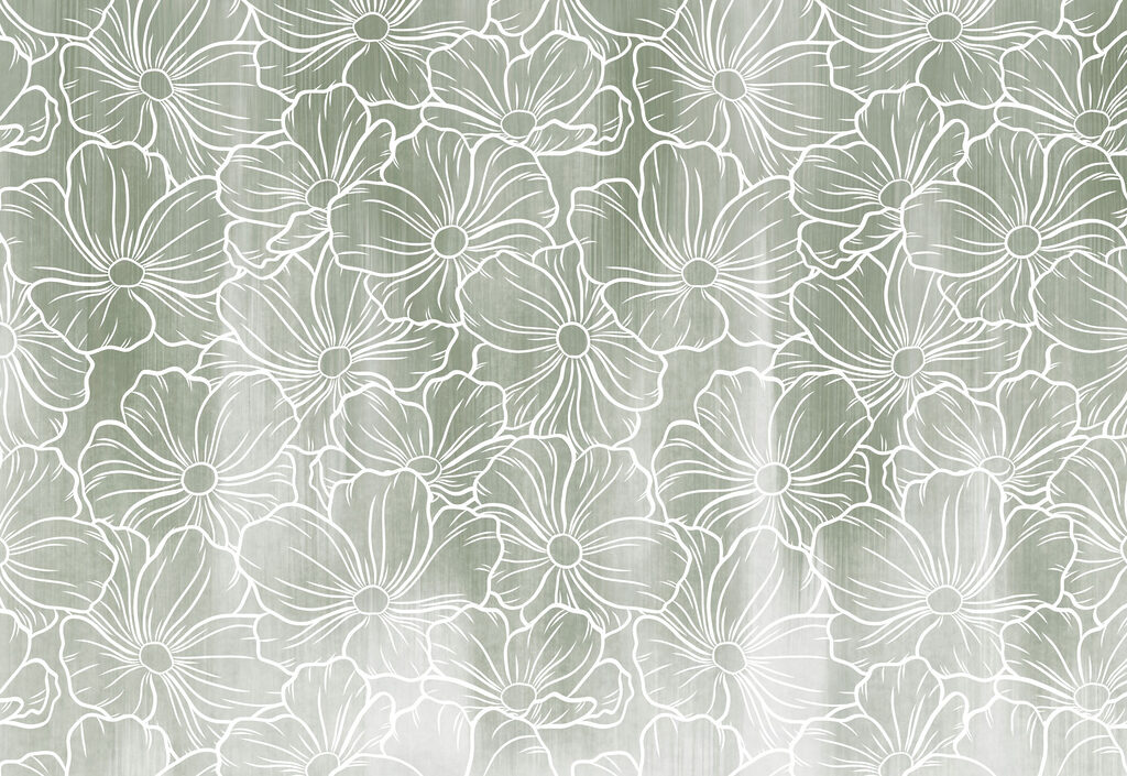 Papel de parede Padrão de flores sobre um fundo cinzento (REF: t01098v1)