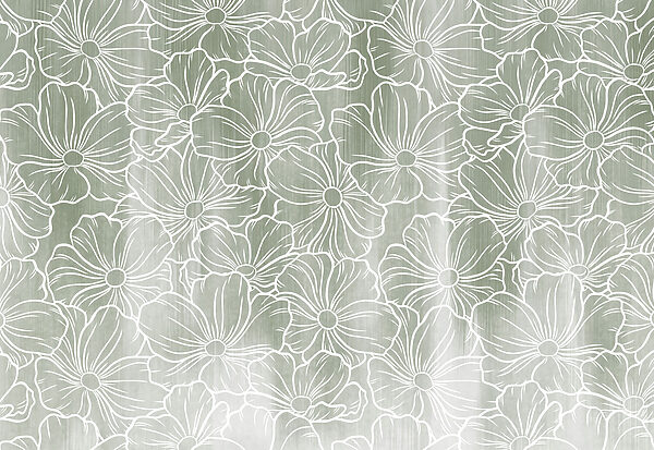 Papel de parede Padrão de flores sobre um fundo cinzento (REF: t01098v1)