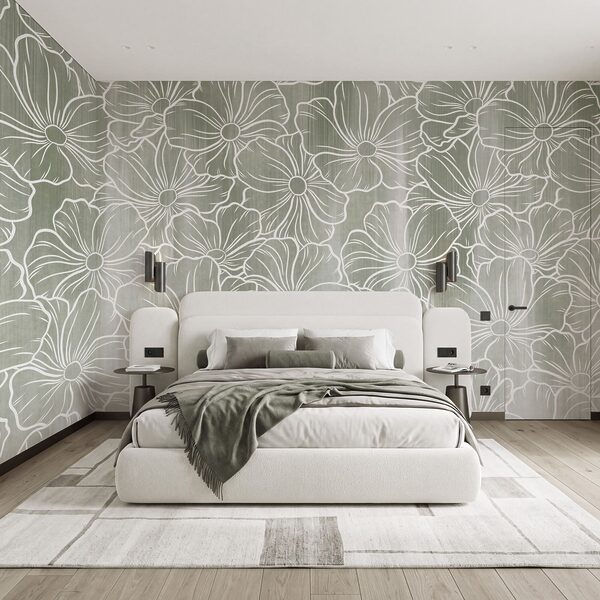 Papel de parede Padrão de flores sobre um fundo cinzento (REF: t01098v1)