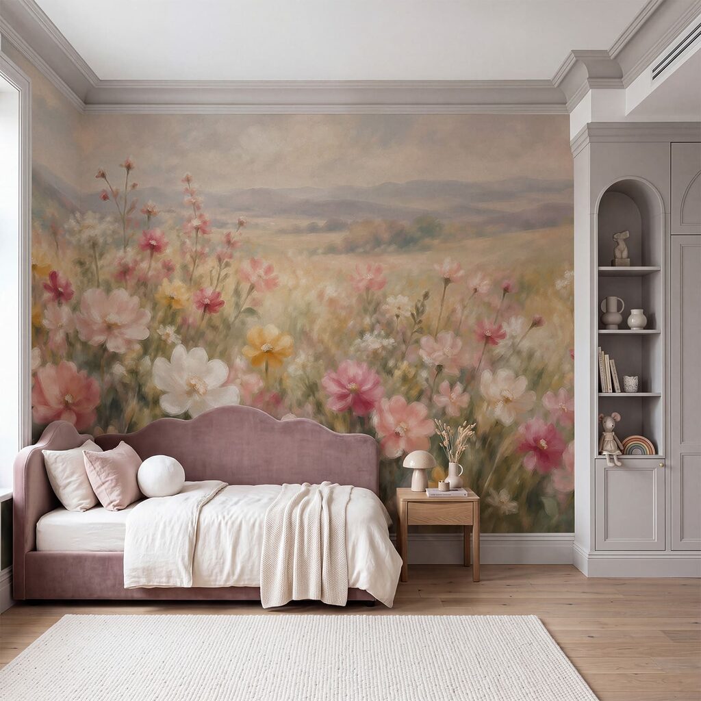 Papel de parede Pintura de flores num campo (REF: t01110) Papel de parede Pintura de flores num campo (REF: t01110)
