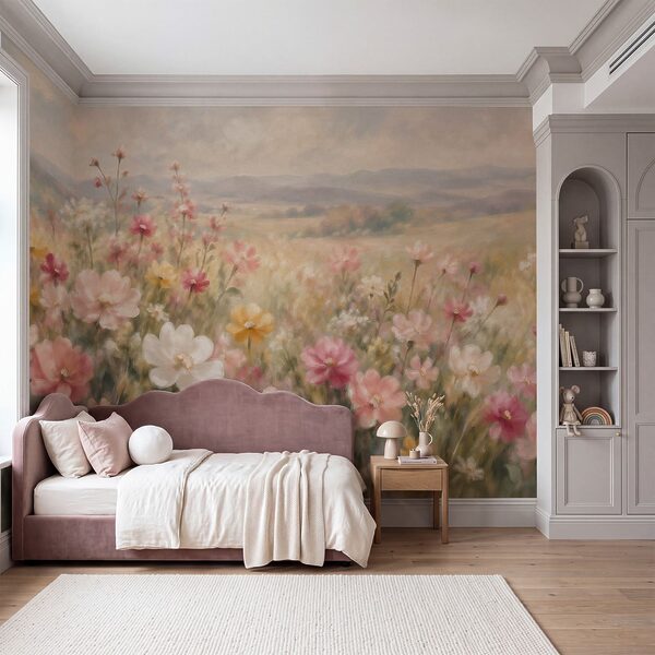 Papel de parede Pintura de flores num campo (REF: t01110) Papel de parede Pintura de flores num campo (REF: t01110)