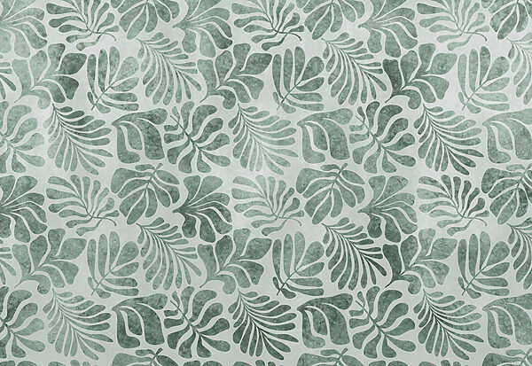 Papel de parede Padrão de folhas sobre uma superfície branca (REF: t01111v1)