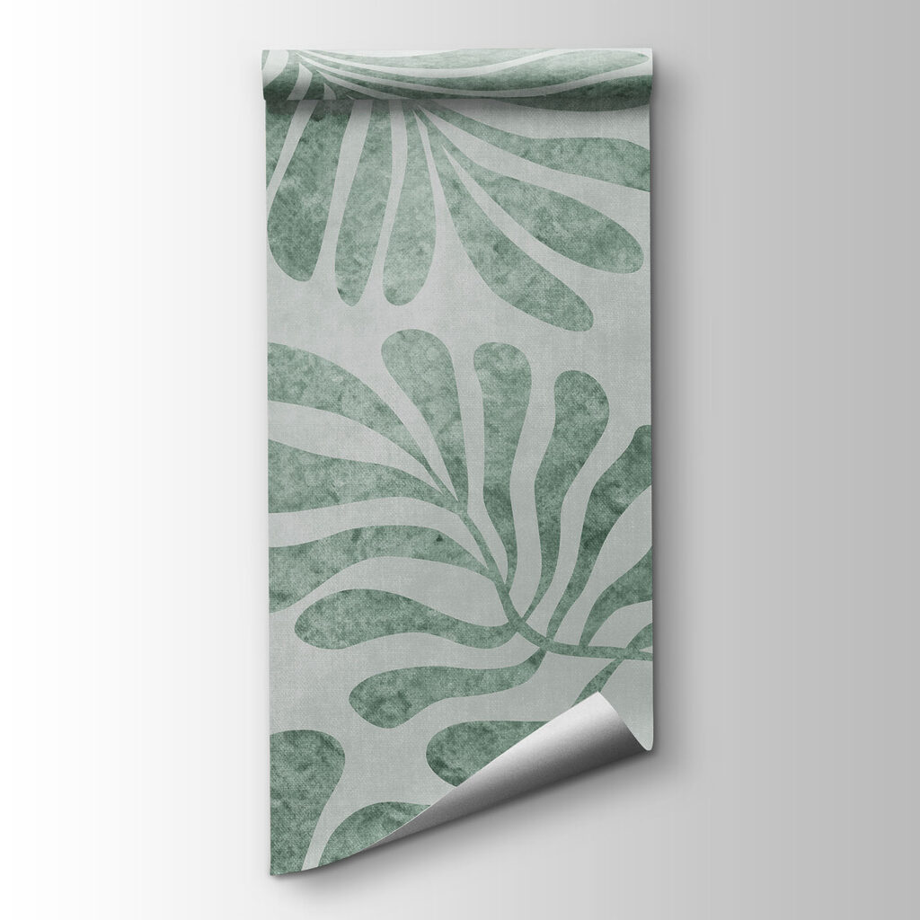 Papel de parede Padrão de folhas sobre uma superfície branca (REF: t01111v1)