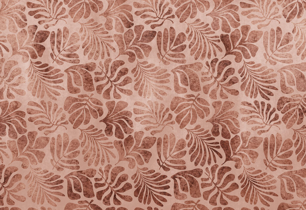 Papel de parede Padrão de folhas sobre uma superfície cor-de-rosa (REF: t01111v3)