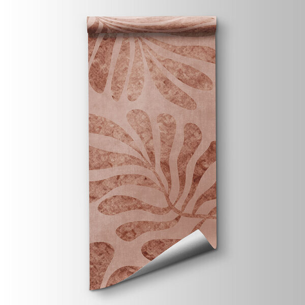 Papel de parede Padrão de folhas sobre uma superfície cor-de-rosa (REF: t01111v3)