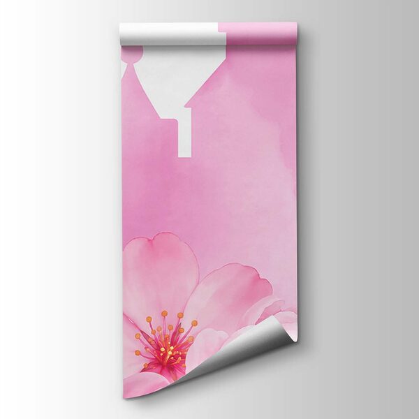 Papel de parede Castelo cor-de-rosa com borboletas e flores (REF: t01113) Papel de parede Castelo cor-de-rosa com borboletas e flores (REF: t01113)