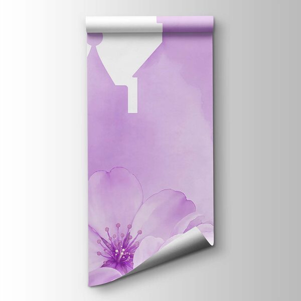 Papel de parede Castelo roxo com flores e borboletas (REF: t01113v2)