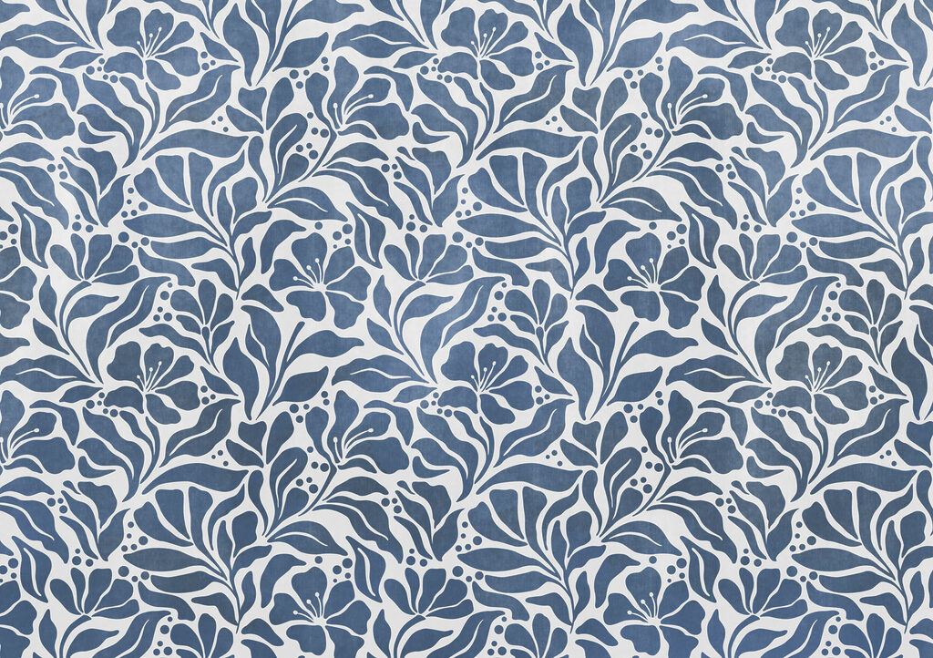 Papel de parede Padrão floral azul e branco (REF: t01114v1)