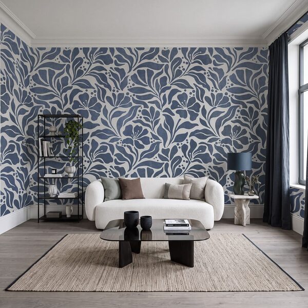 Papel de parede Padrão floral azul e branco (REF: t01114v1)