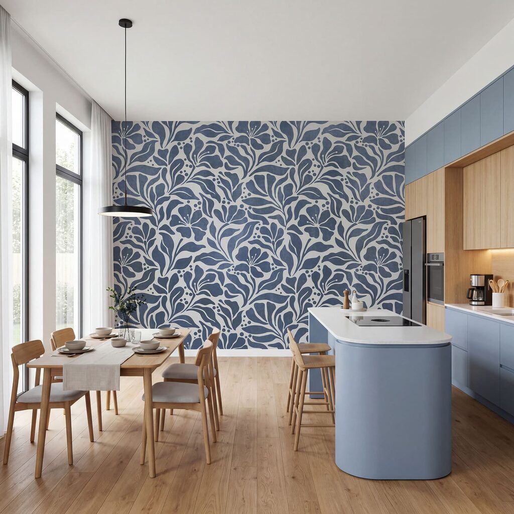 Papel de parede Padrão floral azul e branco (REF: t01114v1)