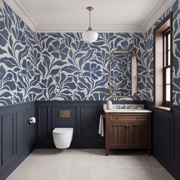 Papel de parede Padrão floral azul e branco (REF: t01114v1)