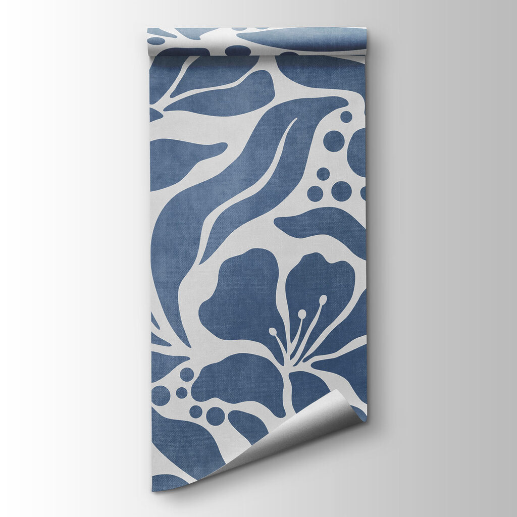 Papel de parede Padrão floral azul e branco (REF: t01114v1)