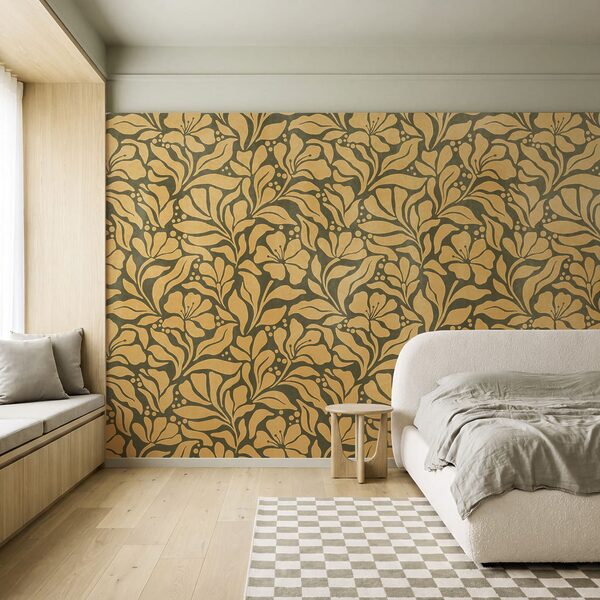 Papel de parede Padrão das folhas e das flores (REF: t01114v4)