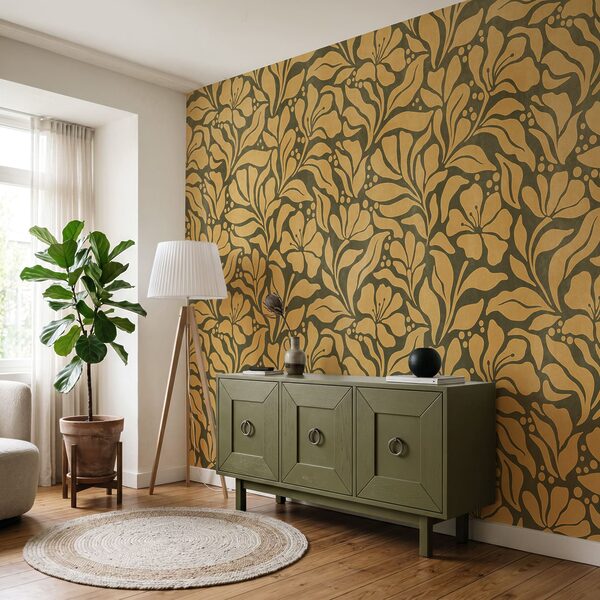 Papel de parede Padrão das folhas e das flores (REF: t01114v4)