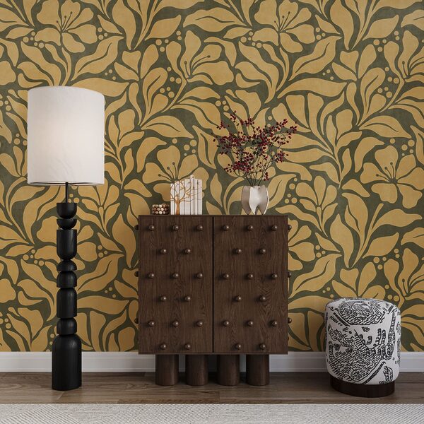 Papel de parede Padrão das folhas e das flores (REF: t01114v4)