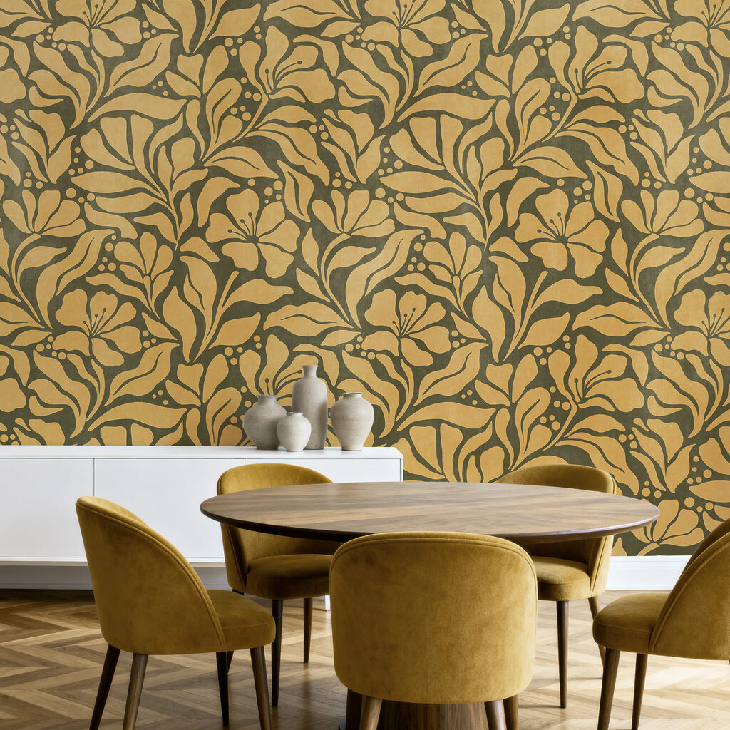 Papel de parede Padrão das folhas e das flores (REF: t01114v4)