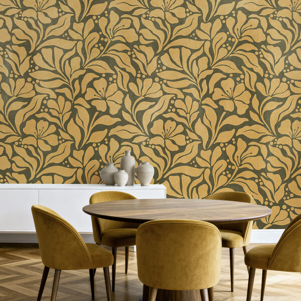 Papel de parede Padrão das folhas e das flores (REF: t01114v4)