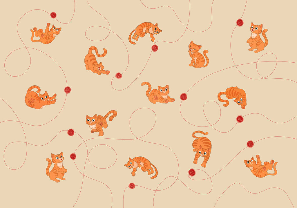 Papel de parede Padrão com gatos e uma bola (REF: t01105) Papel de parede Padrão com gatos e uma bola (REF: t01105)