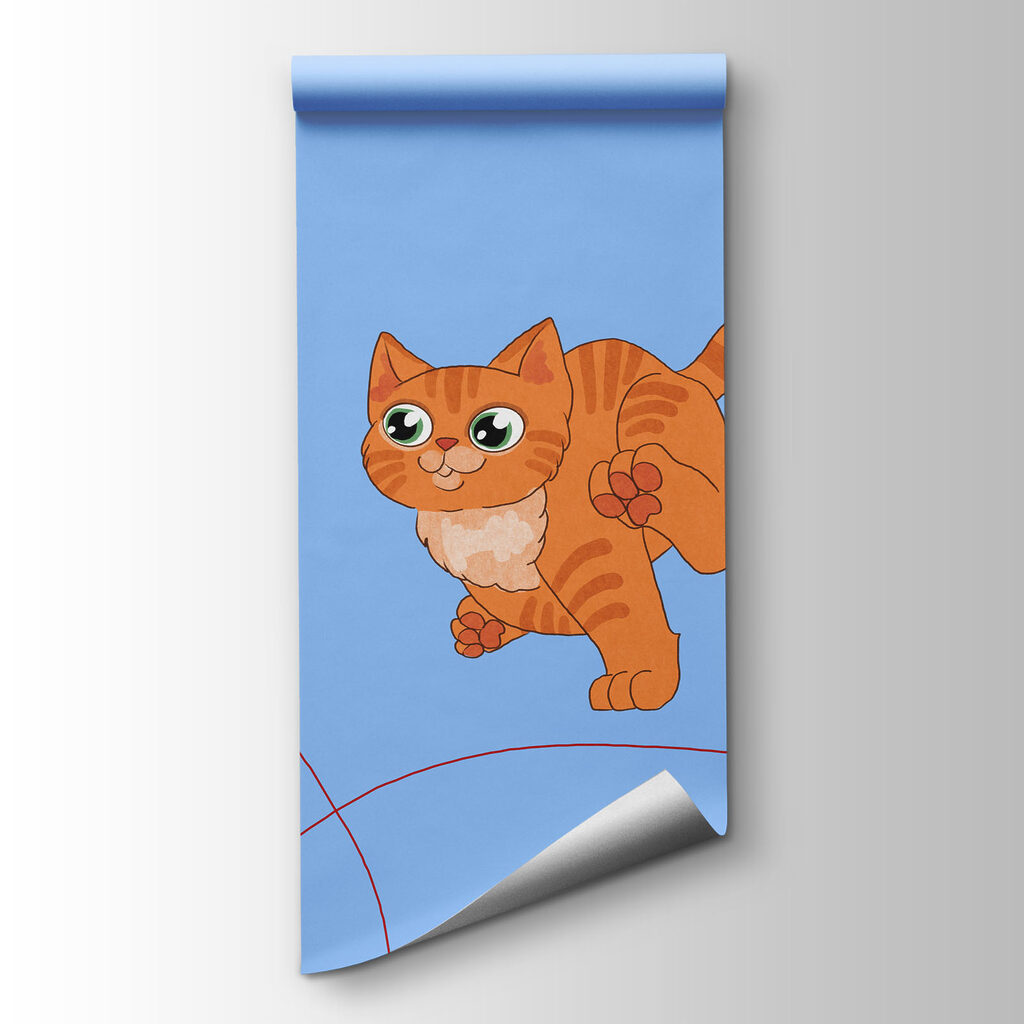 Papel de parede Padrão com gatos e uma bola (REF: t01105v1)