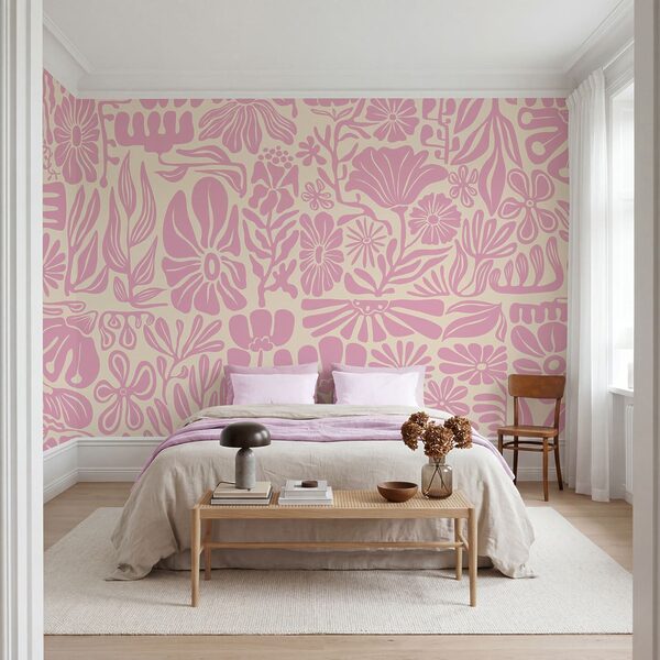Papel de parede Padrão floral rosa e branco (REF: t01106v1) Papel de parede Padrão floral rosa e branco (REF: t01106v1)