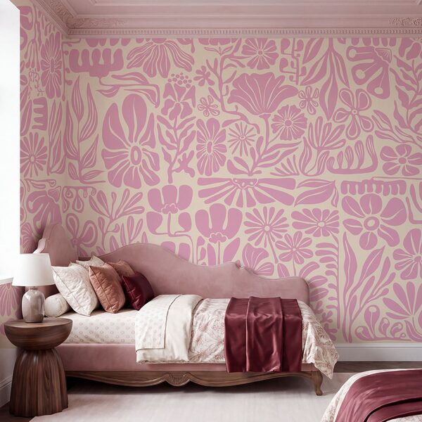 Papel de parede Padrão floral rosa e branco (REF: t01106v1) Papel de parede Padrão floral rosa e branco (REF: t01106v1)
