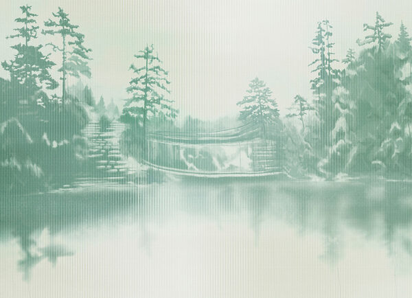 Papel de parede Paisagem nevada com árvores e um corpo de água (REF: t01117) Papel de parede Paisagem nevada com árvores e um corpo de água (REF: t01117)