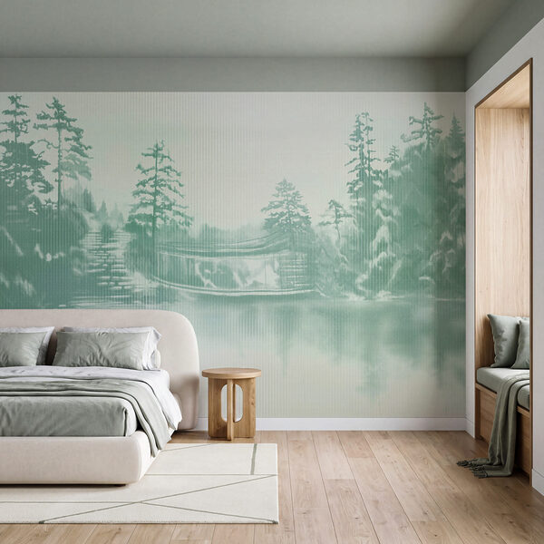 Papel de parede Paisagem nevada com árvores e um corpo de água (REF: t01117) Papel de parede Paisagem nevada com árvores e um corpo de água (REF: t01117)