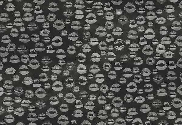 Papel de parede Fundo a preto e branco com marcas de batom (REF: t01086) Papel de parede Fundo a preto e branco com marcas de batom (REF: t01086)