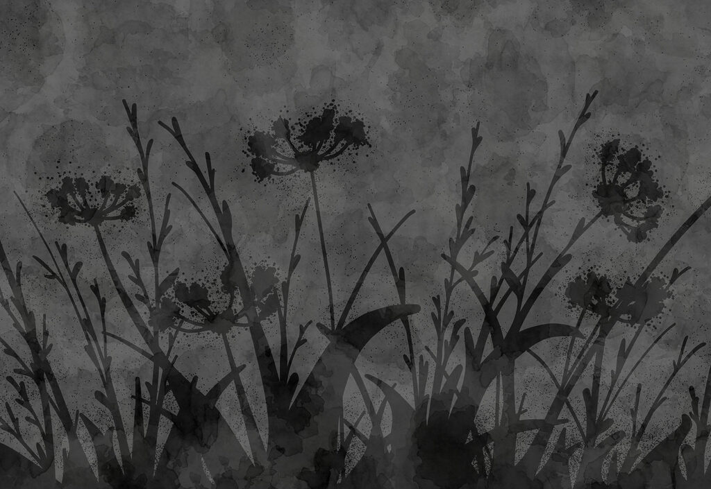 Papel de parede Imagem a preto e branco de flores (REF: t01087)