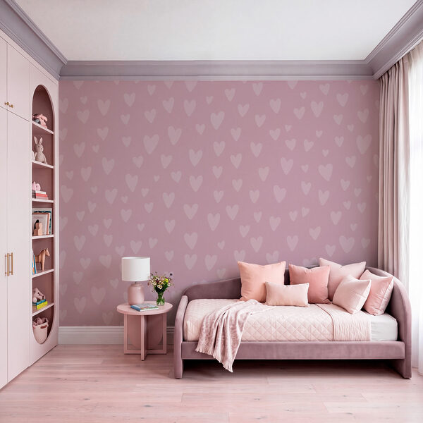 Papel de parede Fundo rosa com corações (REF: t01088)
