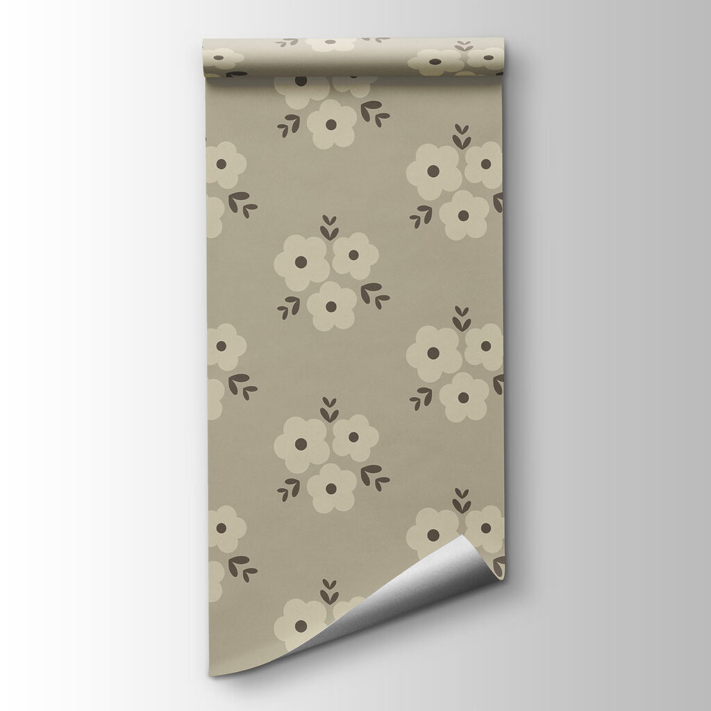 Papel de parede Padrão de flores sobre um fundo bege (REF: t01079)