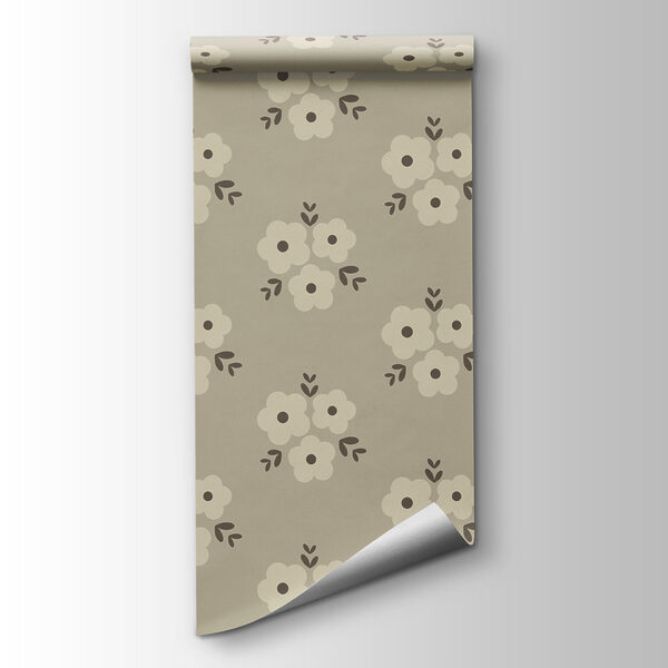 Papel de parede Padrão de flores sobre um fundo bege (REF: t01079)