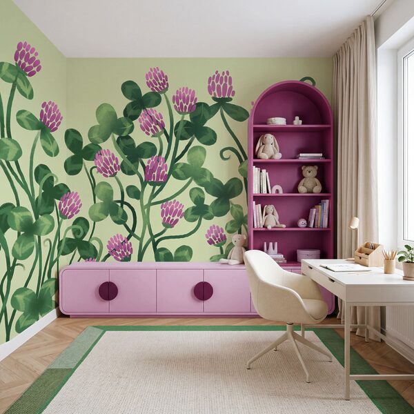 Papel de parede - Flores vibrantes no meio de uma vegetação exuberante (REF: t01121)