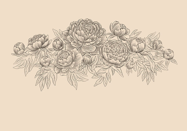 Papel de parede Desenho de flores e folhas (REF: t01123)