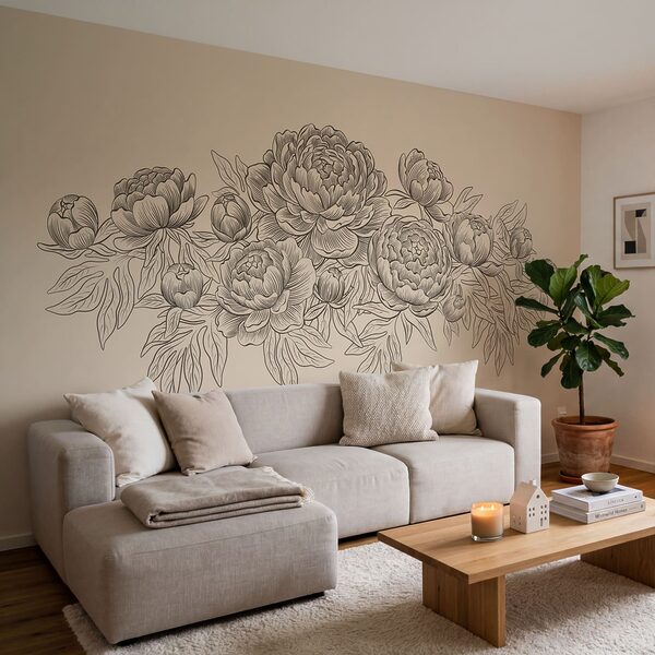 Papel de parede Desenho de flores e folhas (REF: t01123)