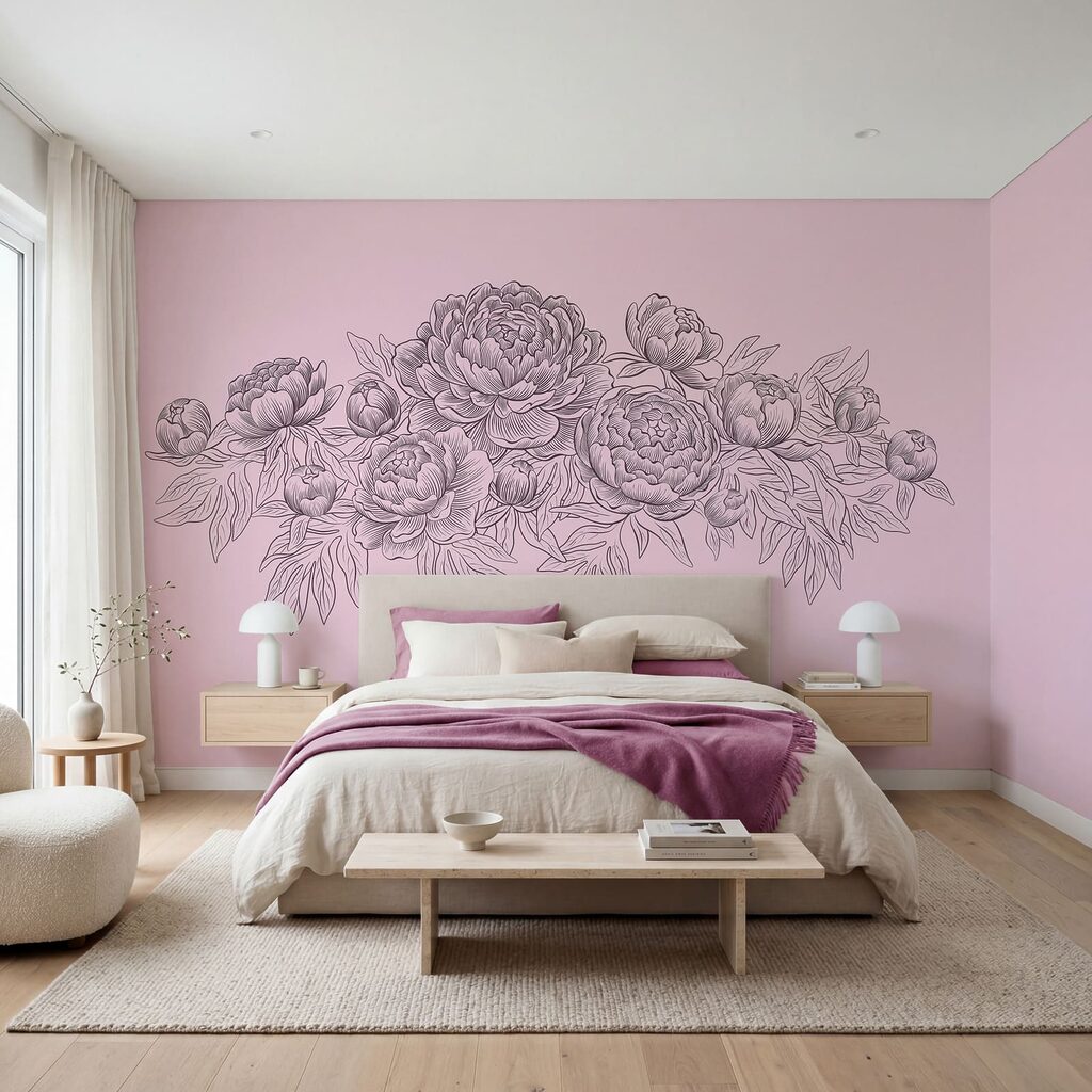 Papel de parede Desenho a linha de flores (REF: t01123v1)