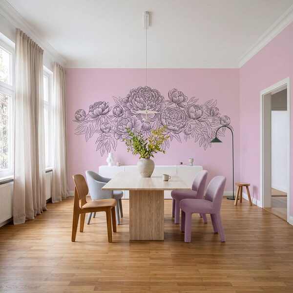 Papel de parede Desenho a linha de flores (REF: t01123v1)