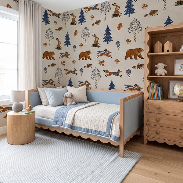 Papel de parede Padrão com animais e árvores (REF: t01126)