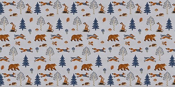 Papel de parede Padrão com animais e árvores (REF: t01126v2)