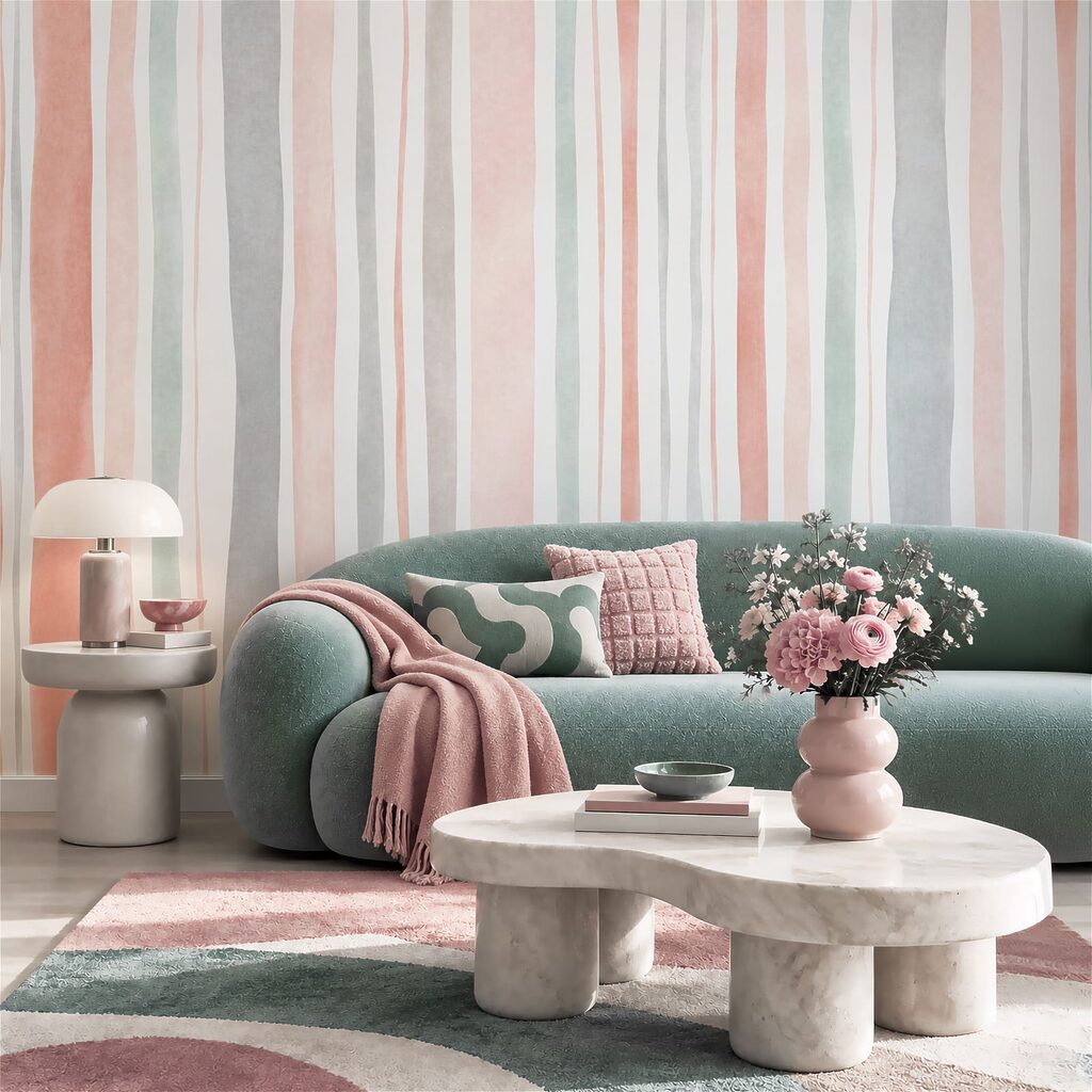 Papel de parede Fundo às riscas rosa e cinzento (REF: t01134v1)