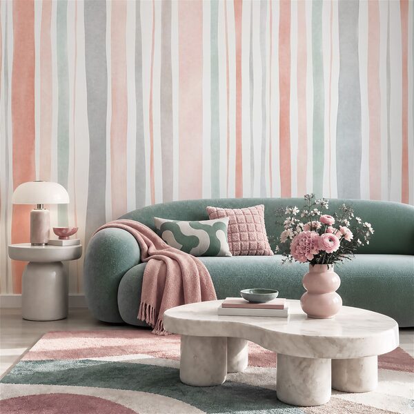 Papel de parede Fundo às riscas rosa e cinzento (REF: t01134v1)