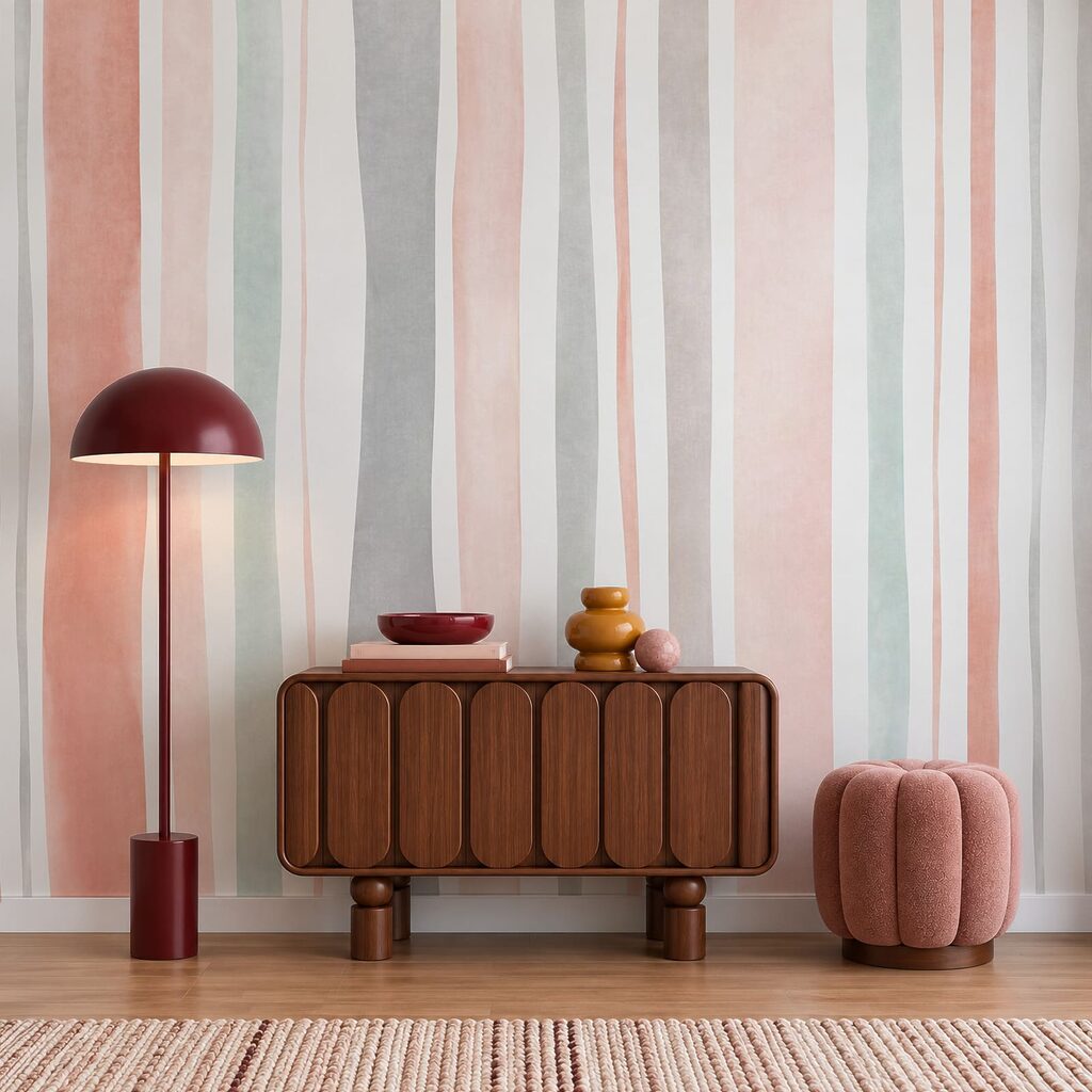 Papel de parede Fundo às riscas rosa e cinzento (REF: t01134v1)