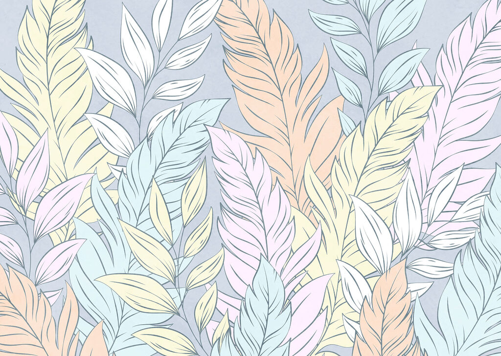 Papel de parede Penas coloridas sobre um fundo azul (REF: t01135v2)