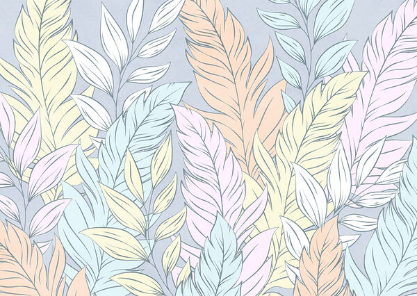 Papel de parede Penas coloridas sobre um fundo azul (REF: t01135v2)