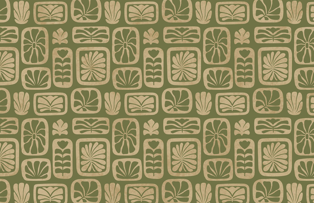 Papel de parede Padrão de quadrados e folhas (REF: t01156)