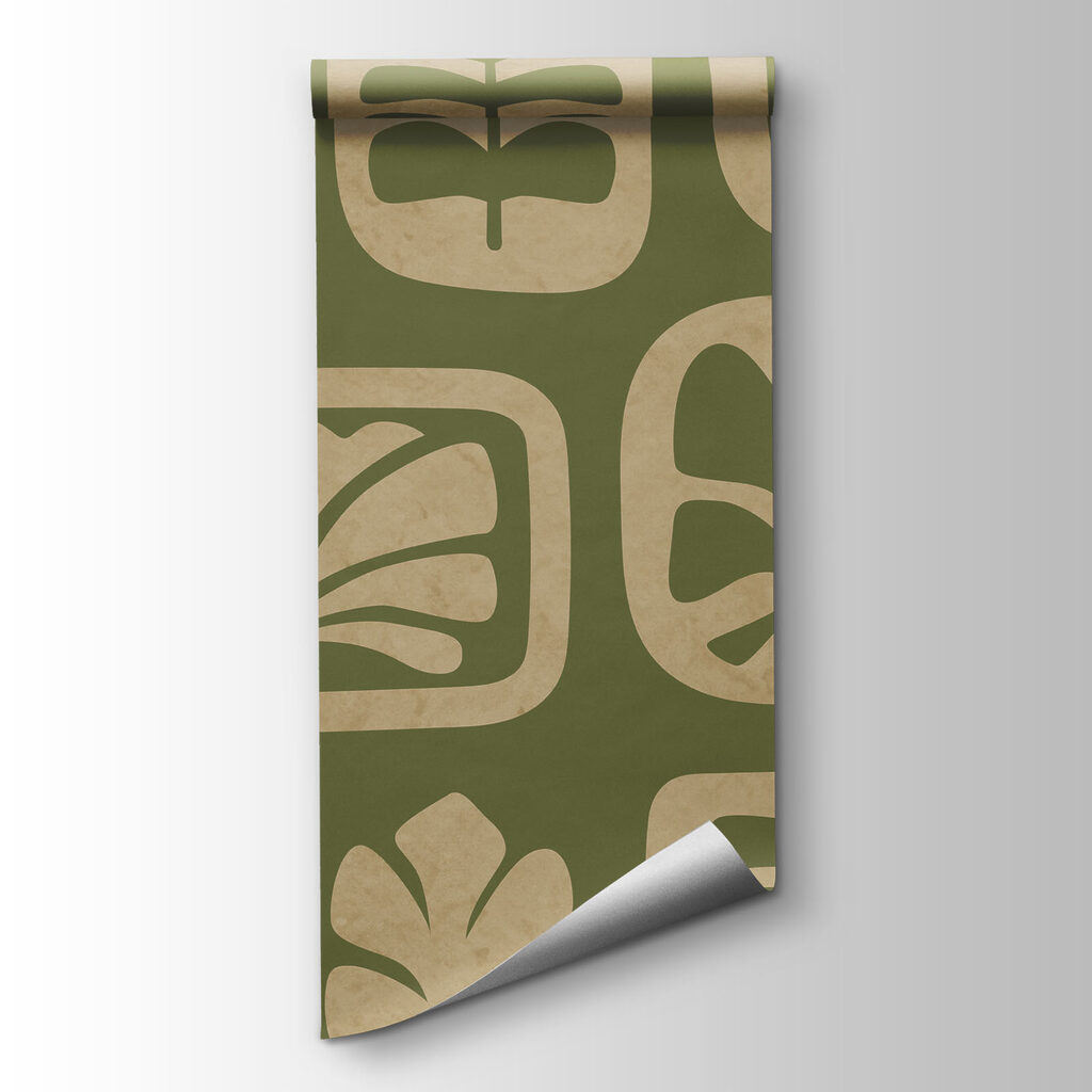 Papel de parede Padrão de quadrados e folhas (REF: t01156)