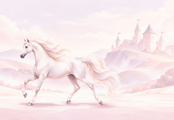 Papel de parede Cavalo branco a correr numa paisagem nevada (REF: t01157) Papel de parede Cavalo branco a correr numa paisagem nevada (REF: t01157)