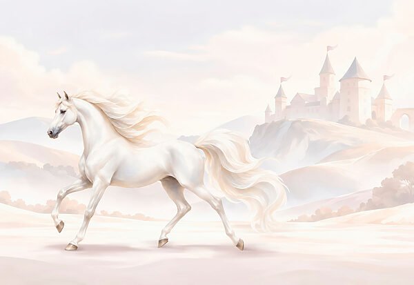 Papel de parede Cavalo branco a correr numa paisagem nevada (REF: t01157v1) Papel de parede Cavalo branco a correr numa paisagem nevada (REF: t01157v1)