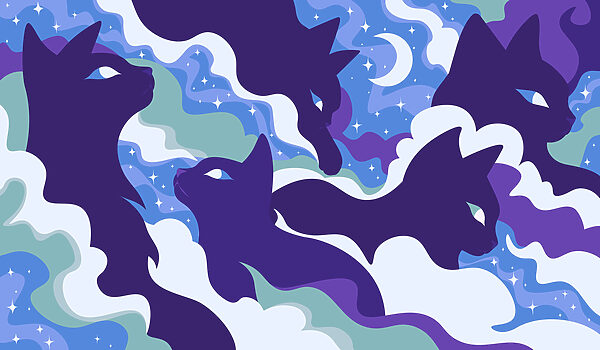 Papel de parede Padrão de gatos no céu (REF: t01136v2)